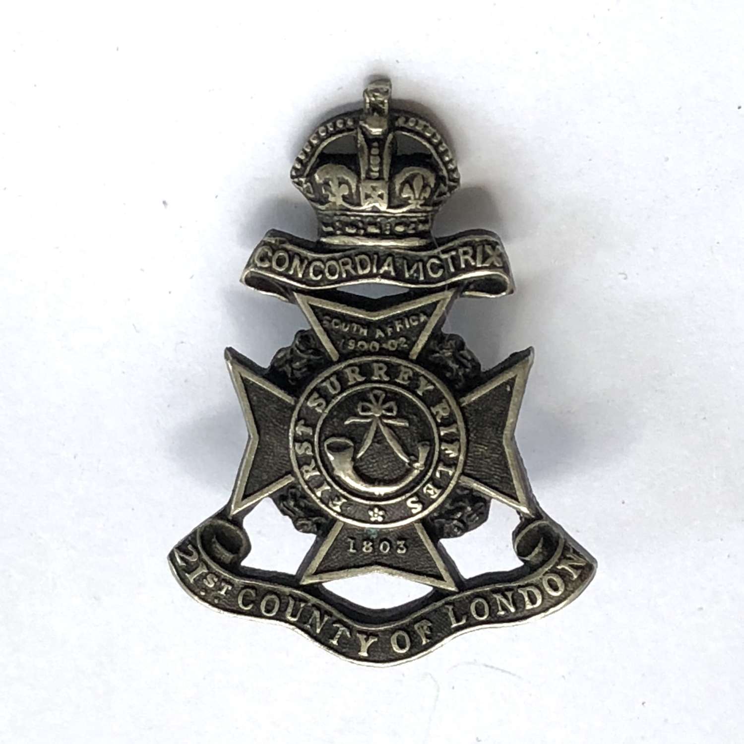 21st County of London Officer's cap badge