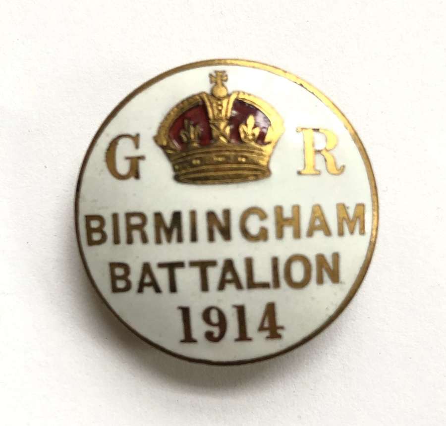 Birmingham Battalion 1914 Kitchener’s Army enamelled lapel badge