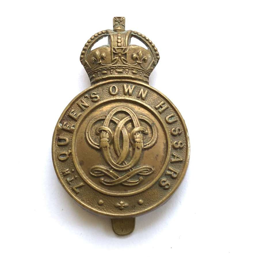 7th Queen’s Own Hussars WW1 1916 all brass economy cap badge