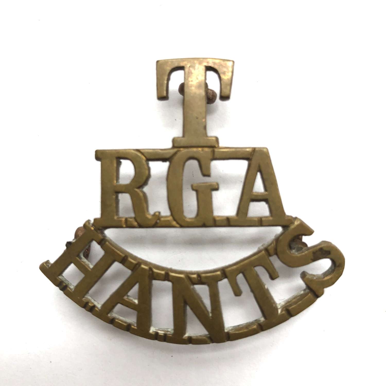 T / RGA / HANTS Royal Garrison Artillery shoulder title c1908-200