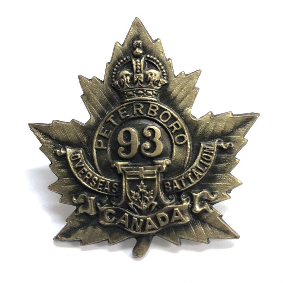 Canadian 93rd (Peterborough) Bn CEF WW1 cap badge