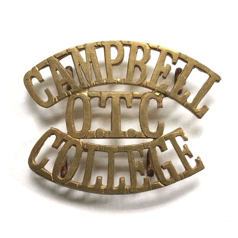 CAMPBELL / OTC  / COLLEGE 1908-40 Irish shoulder title