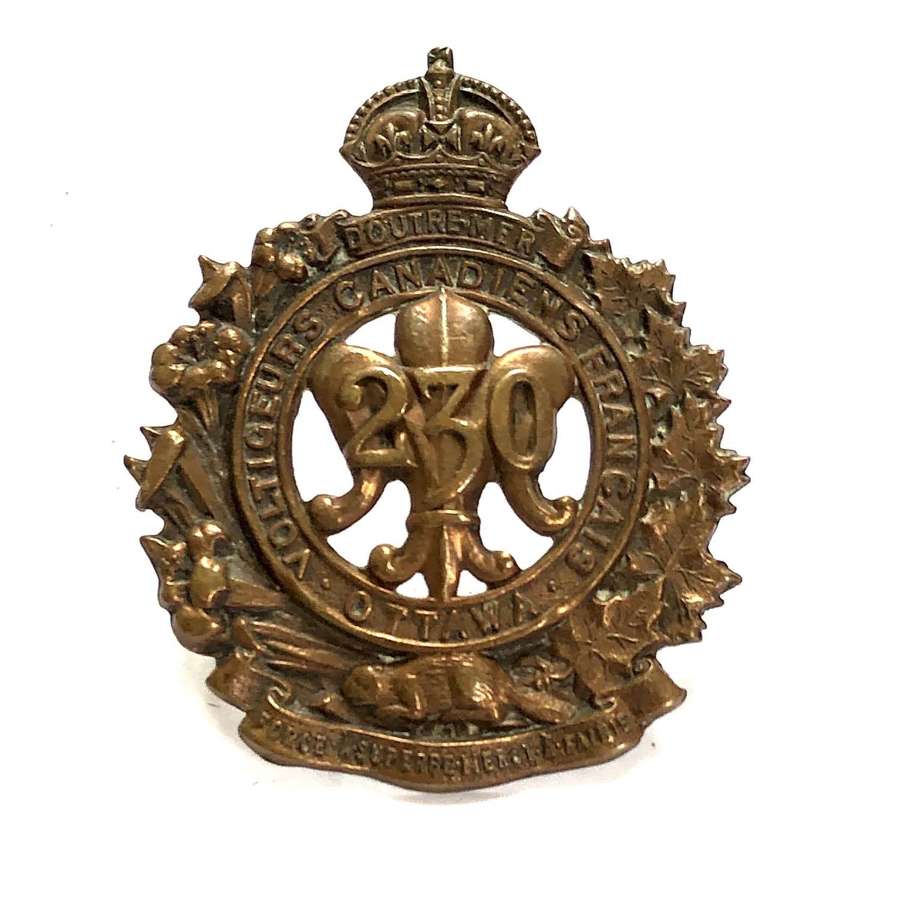 Canadian 230th Bn CEF WW1 cap badge by Birks 1916