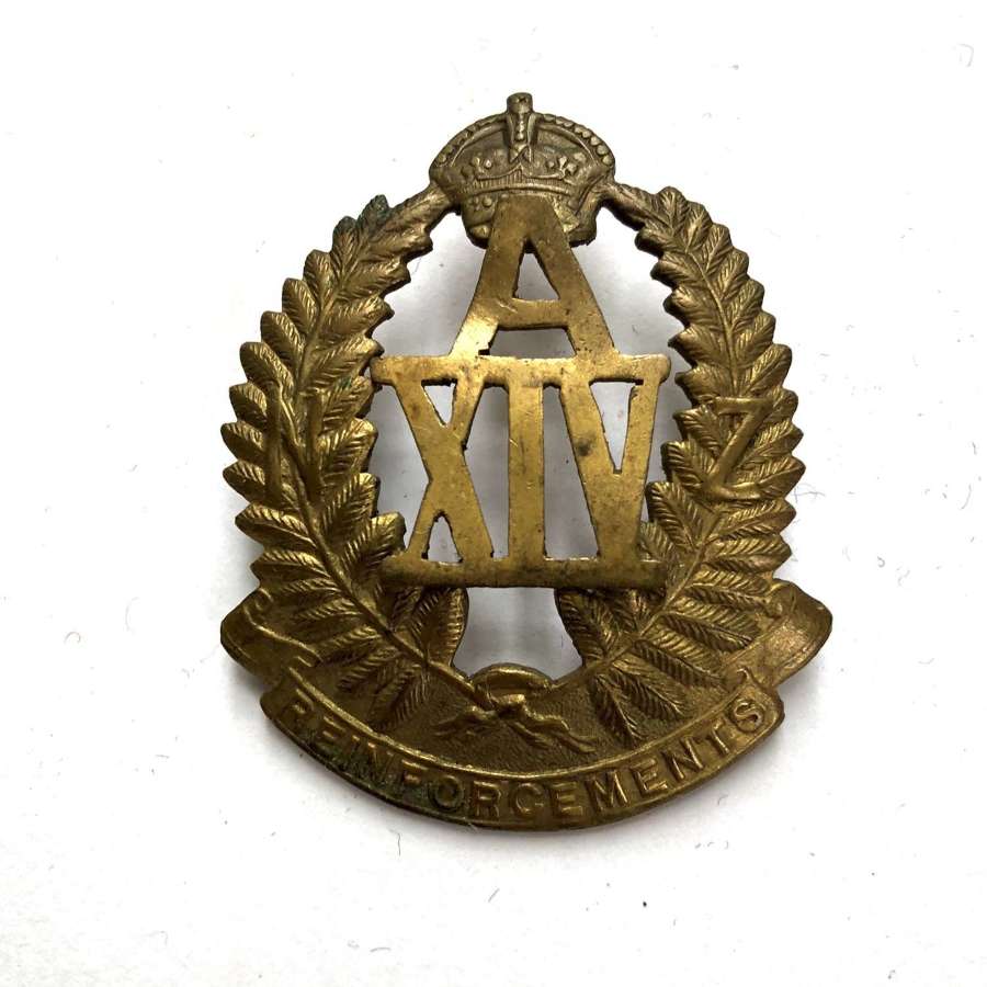 New Zealand A14 Reinforcements WW1 brass cap badge