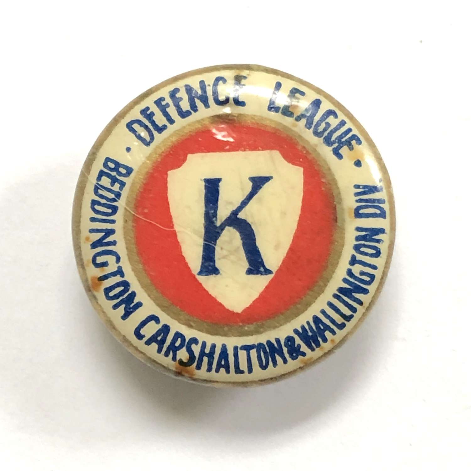 Beddington, Carshalton & Wallington Defence League WW1 lapel badge