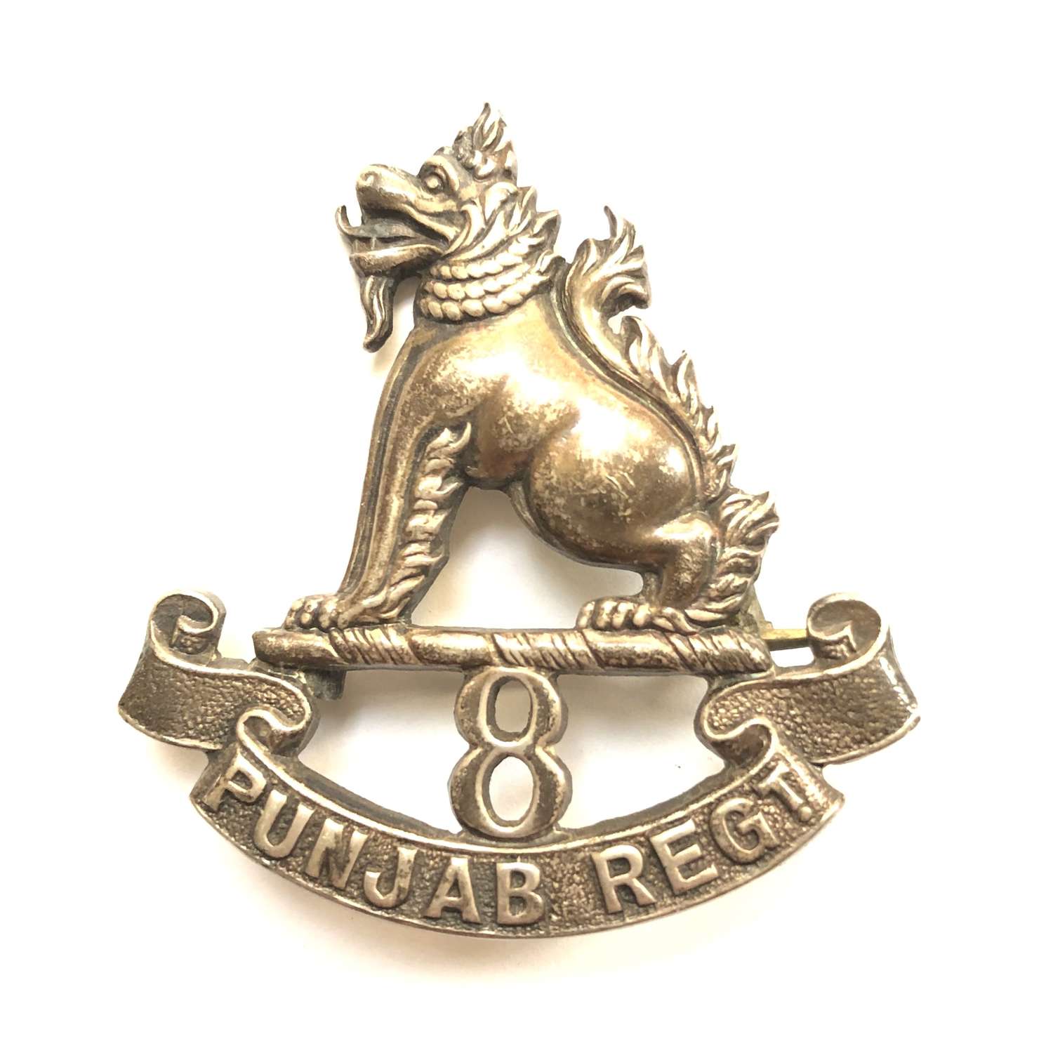 8th Punjab Regiment Officer’s 1930 hallmarked silver cap badge