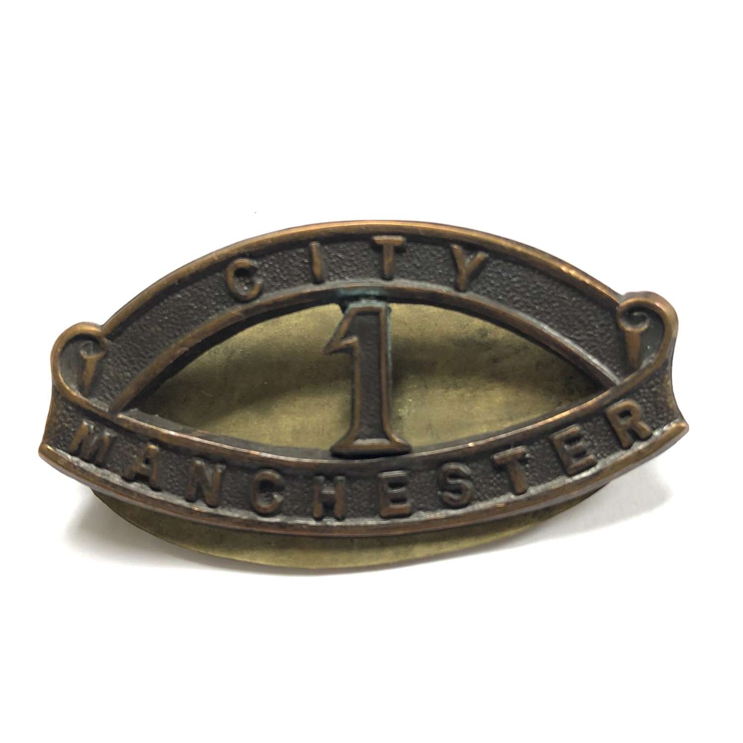 CITY / 1 / MANCHESTER WW1 ‘Manchester Pals’ bronze shoulder title