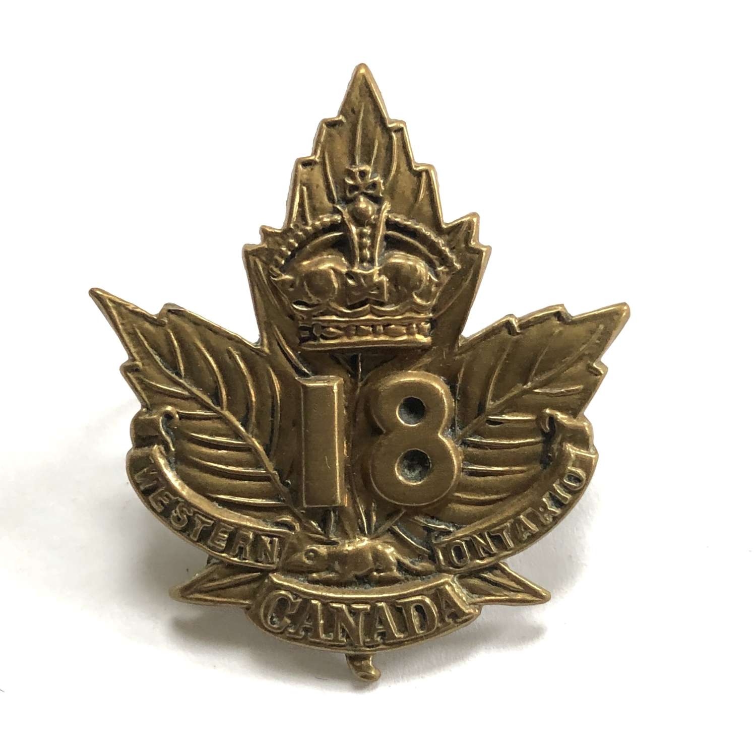 Canadian 18th Bn. CEF cap badge by Tiptaft