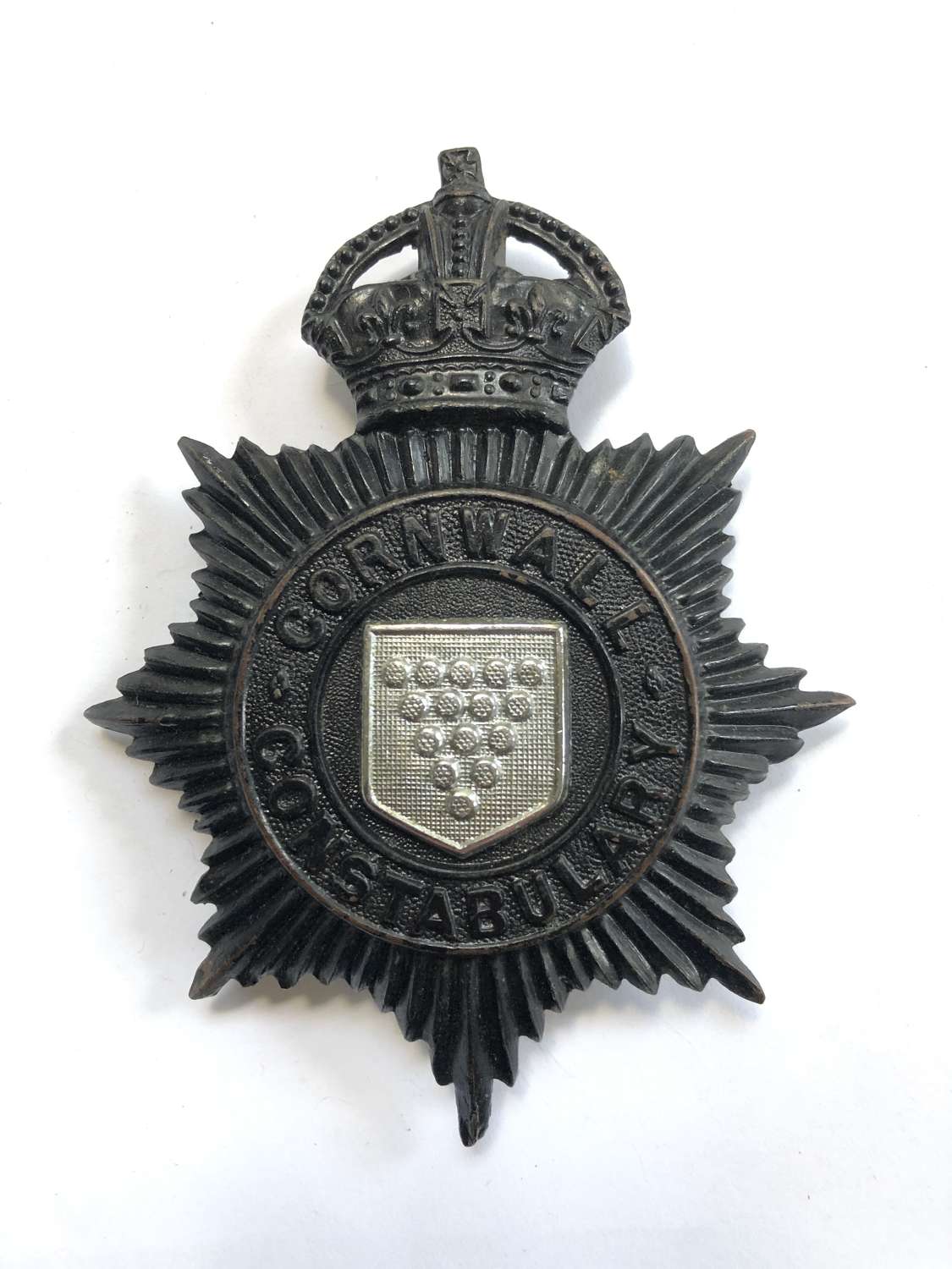 Cornwall Constabulary police pre 1953 night helmet plate
