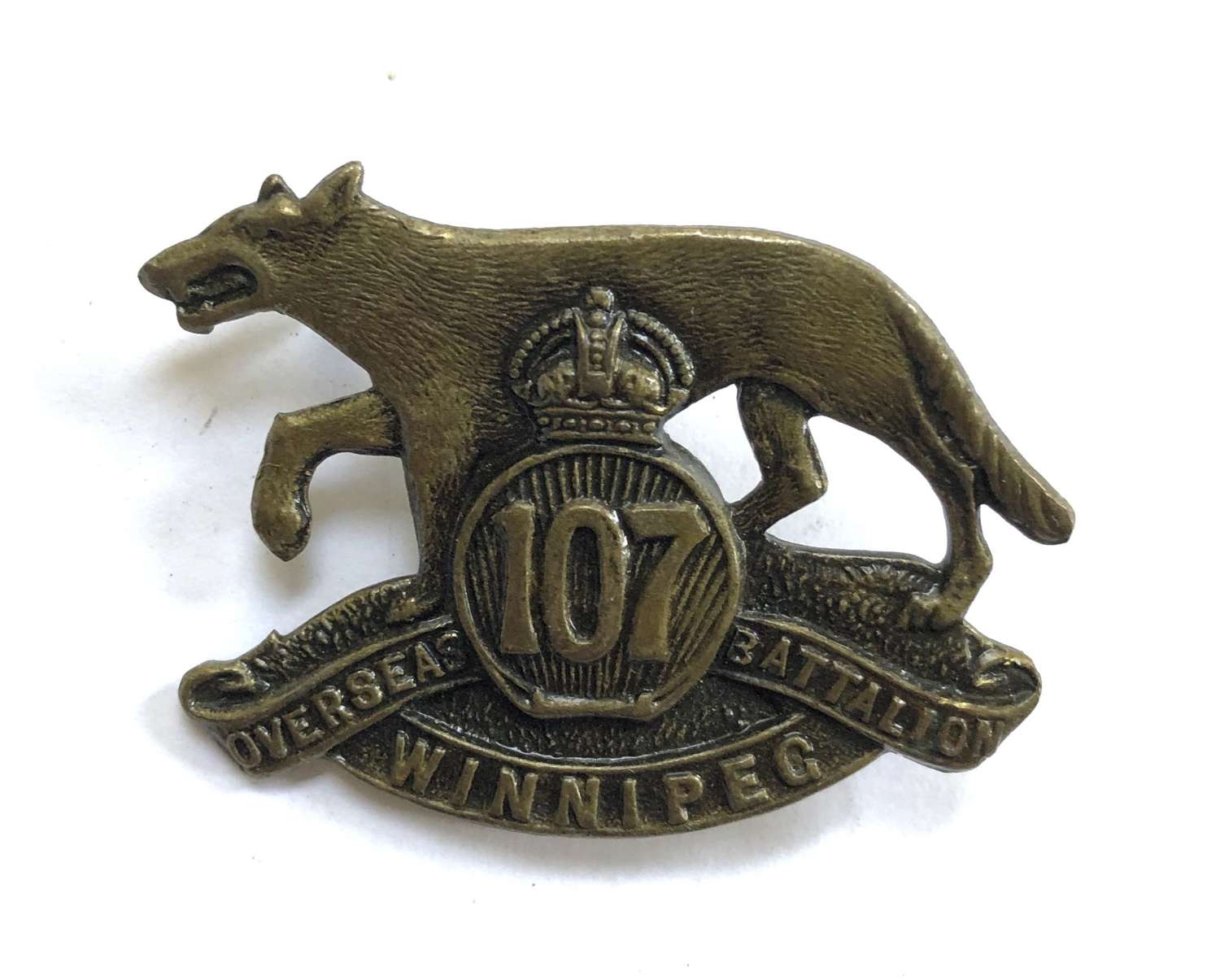 Canada. 107th Bn CEF WWI cap badge by Tiptaft, B'ham