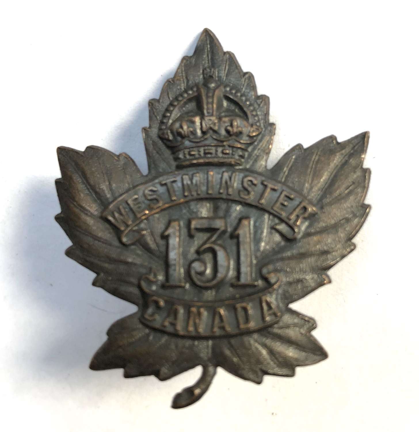 Canada. 131st (Westminster) Bn CEF WWI cap badge by O.B. Allan