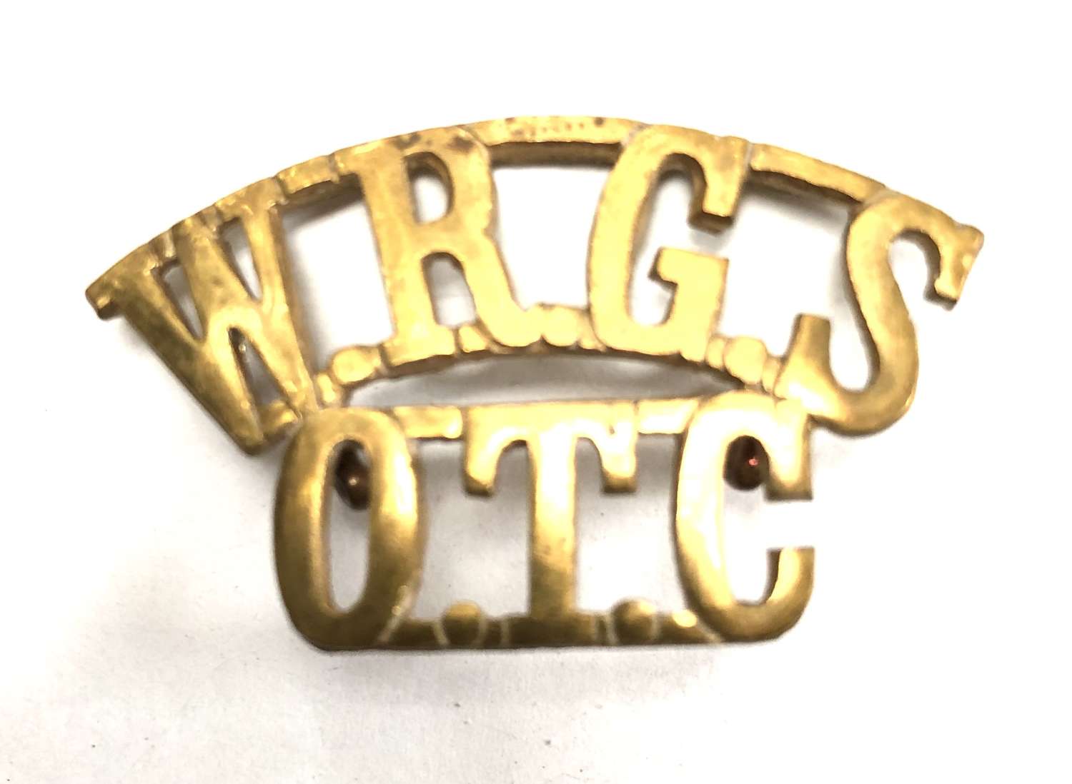 WRGS / OTC Worcester Royal Grammar School shoulder title c1908-40