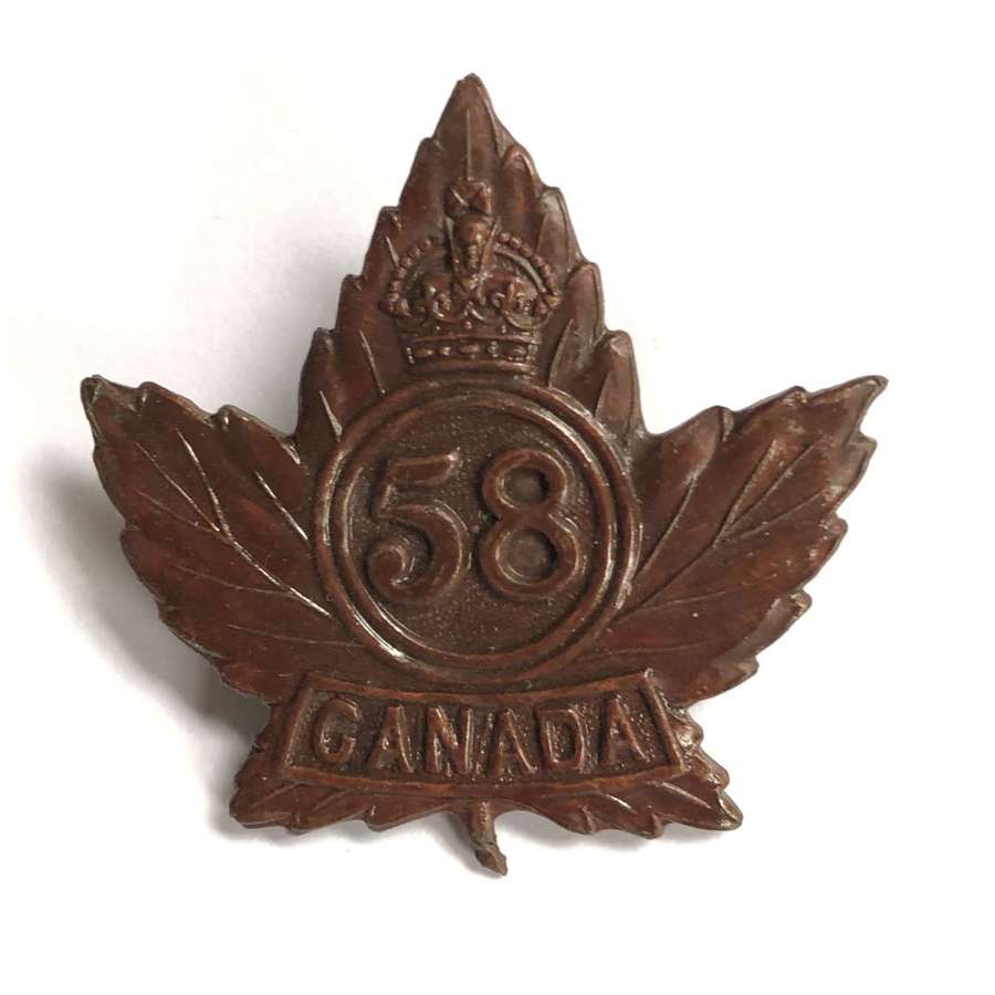 Canada. 58th Bn CEF WWI cap badge