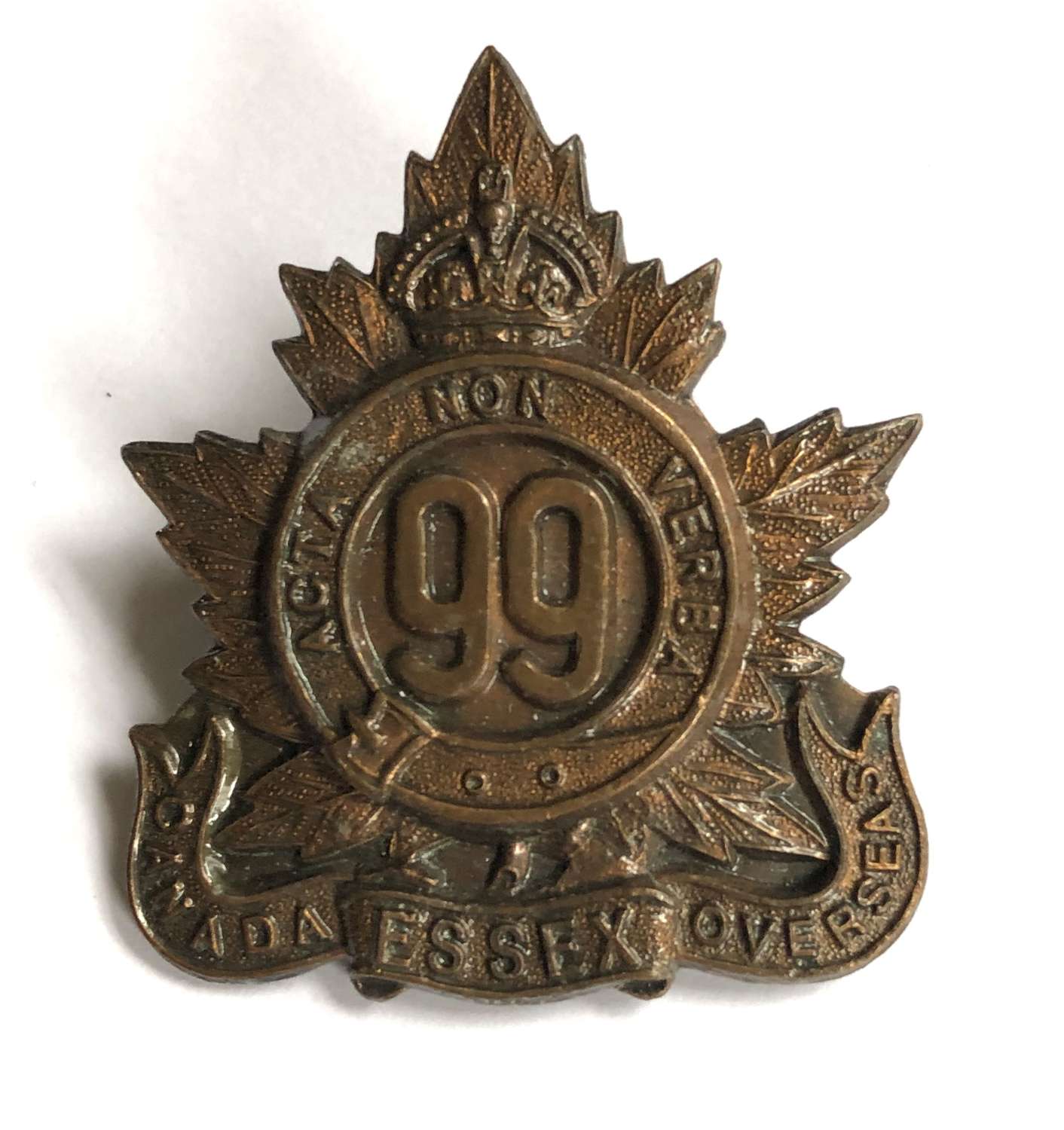 Canada. 99th (Essex) Bn CEF WWI cap badge