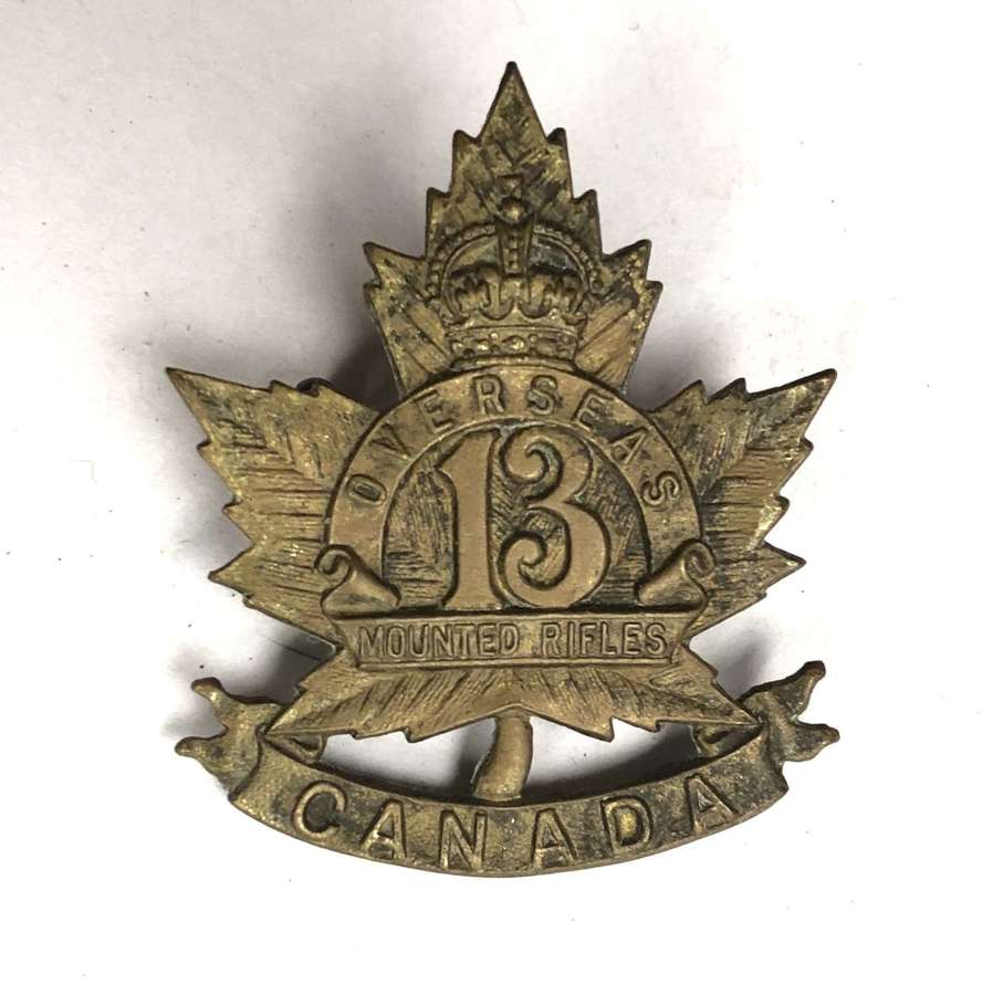 Canadian 13th Mounted Rifles CEF WW1 cap badge