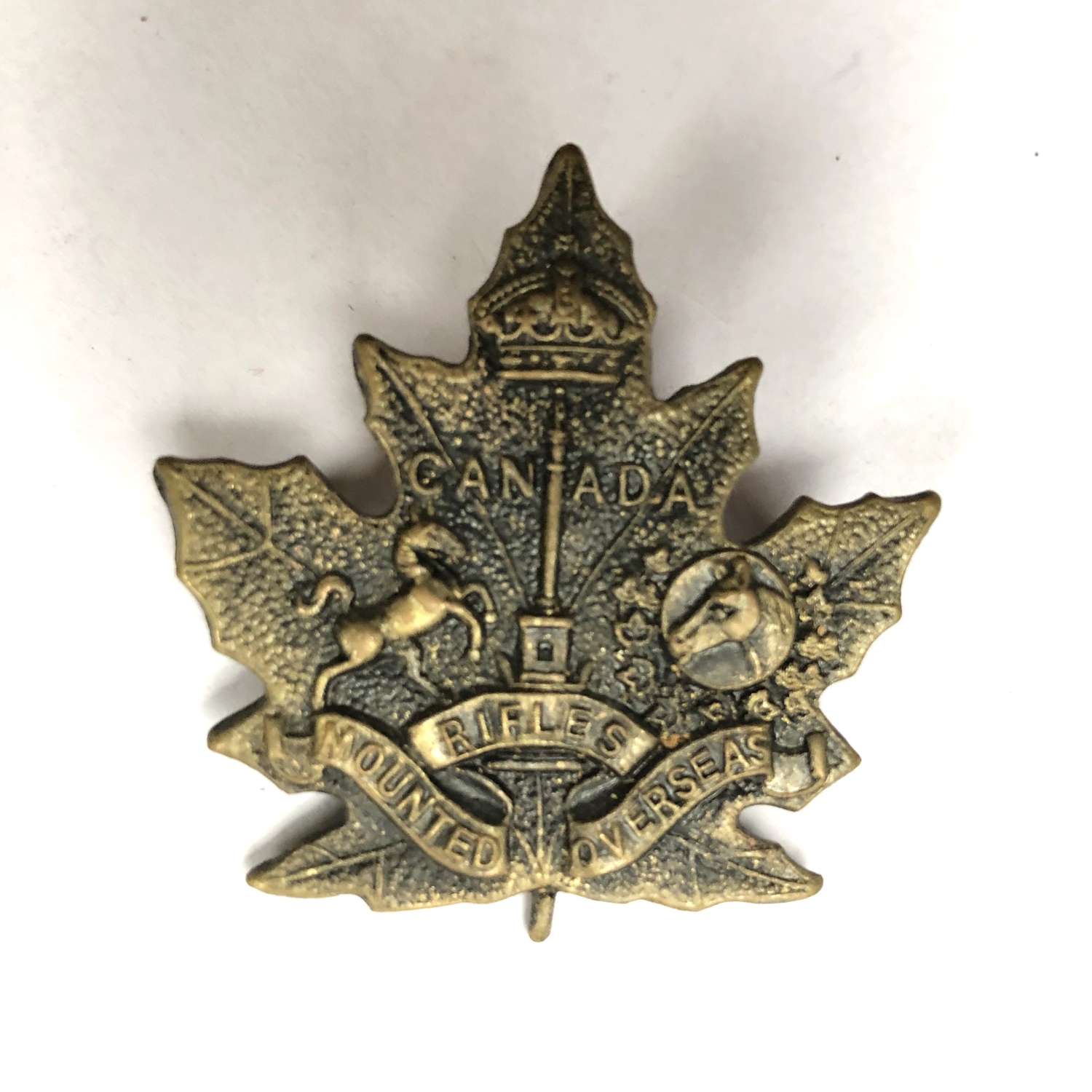 Canada. Mounted Rifles Draft CEF WWI cap badge