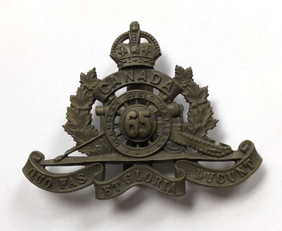 Canada. 65th Overseas Artillery Battery WW1 cap badge
