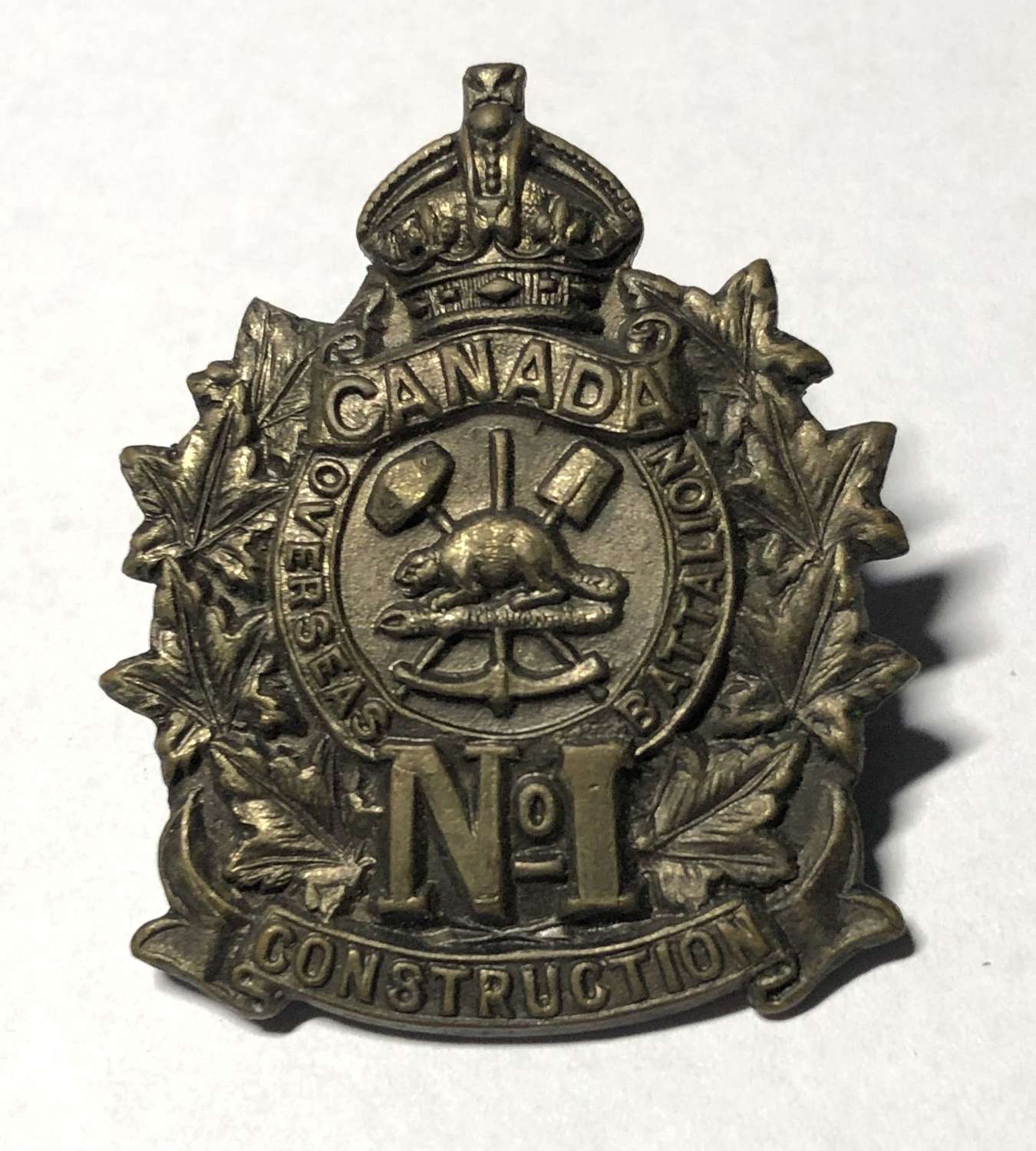 Canadian No.1 Railway Construction Battalion CEF WW1 cap badge