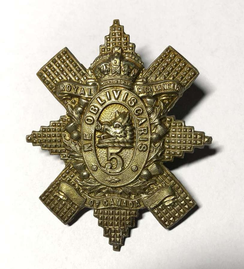 5th Regiment of Royal Highlanders of Canada glengarry badge c1906