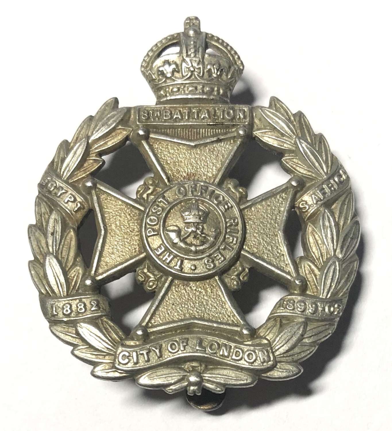 8th Bn London (Post Office Rifles) post 1908 cap badge