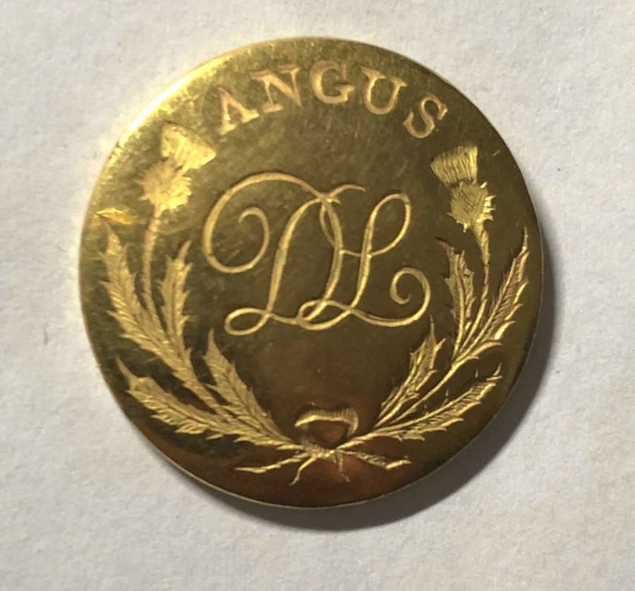 Angus Deputy Lord Lieutenant’s gilt Victorian coatee button c1840