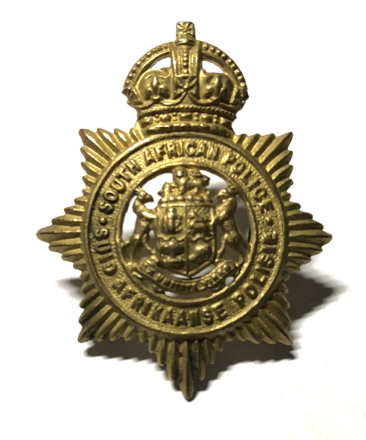 South African Police post 1937 Officer's gilt cap badge