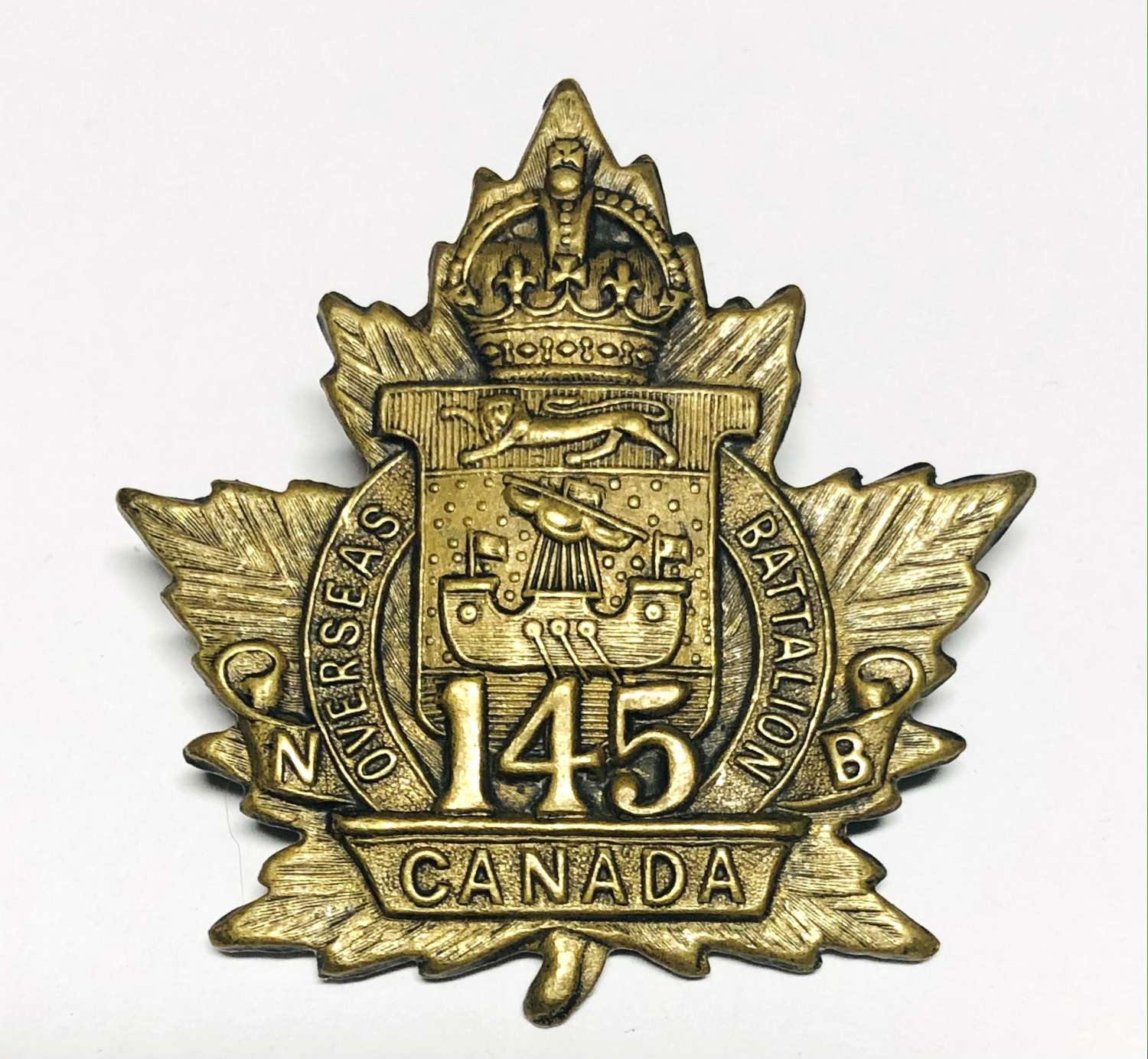 Canada 145th Battalion (Moncton, New Brunswick) CEF WW1 cap badge