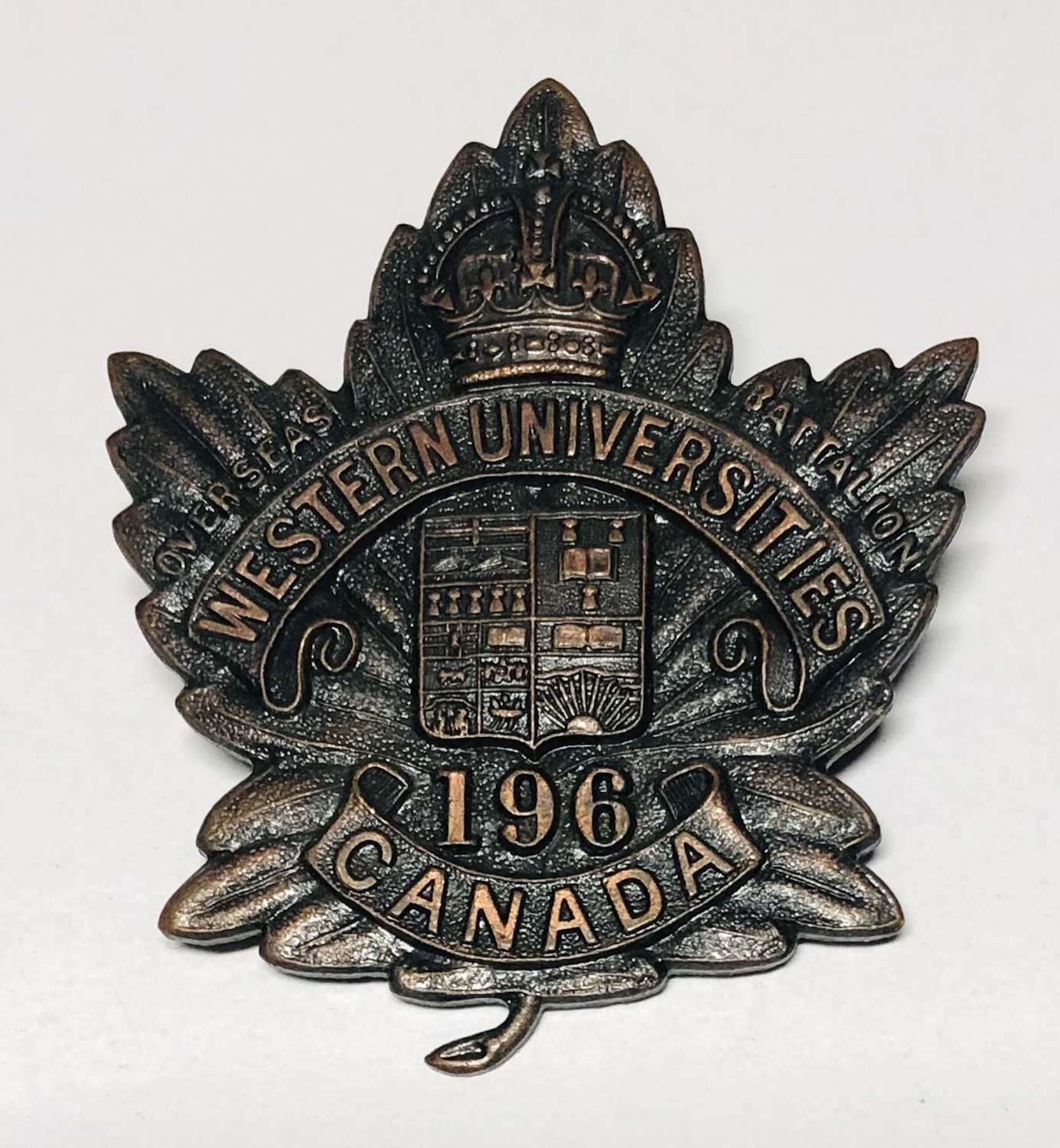 Canada. 196th Battalion (Western Universities) CEF WW1 cap badge