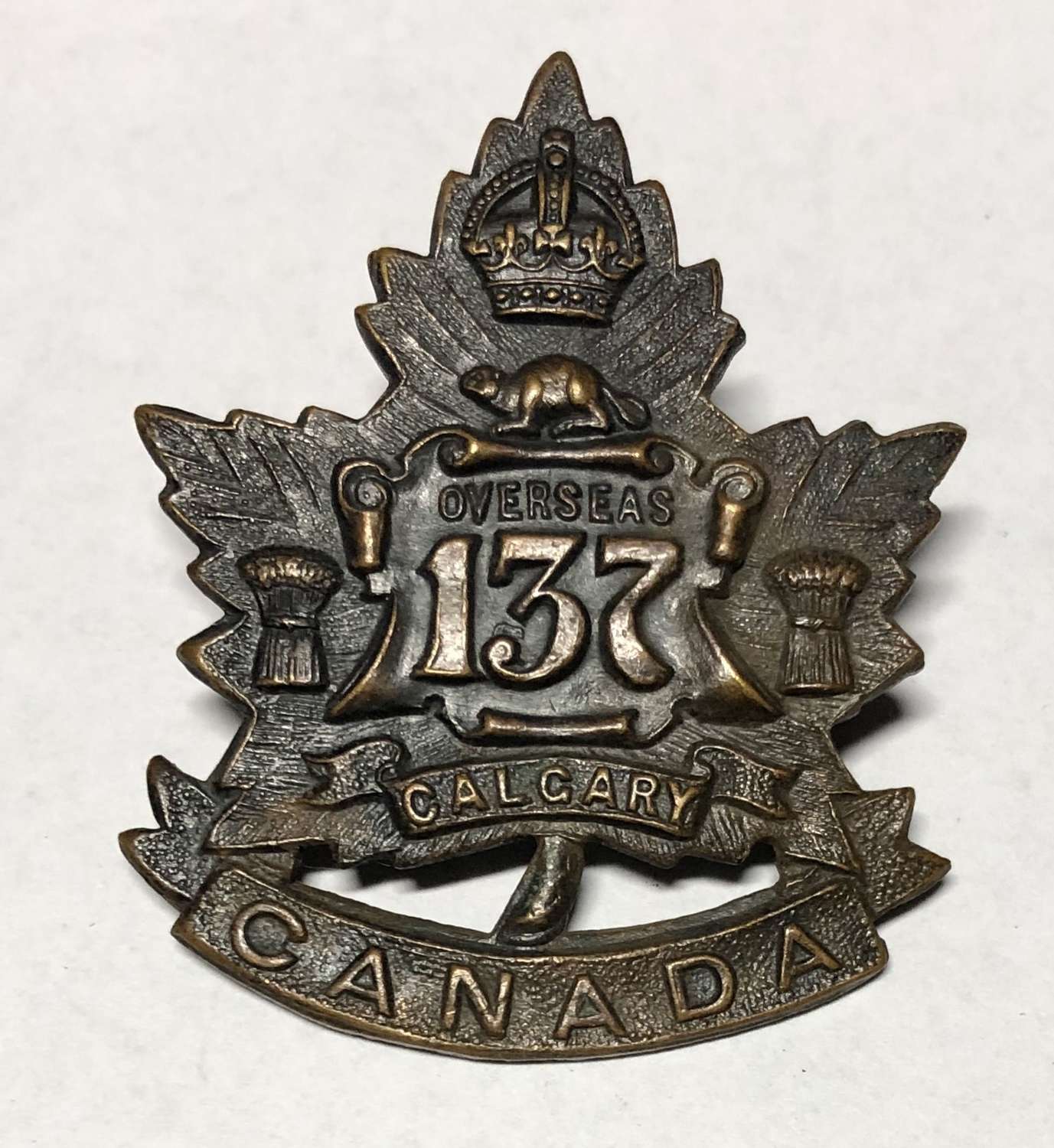 Canada. 137th Battalion (Calgary, Alberta) CEF WW1 cap badge