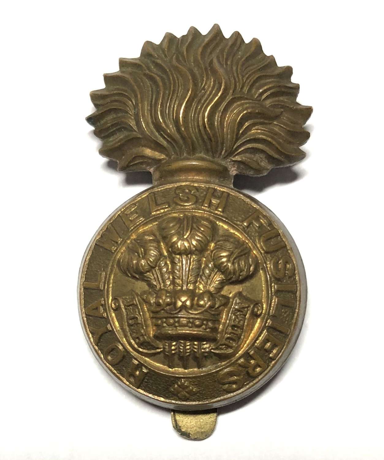 Royal Welsh Fusiliers WW1 brass economy badge circa 1916-18