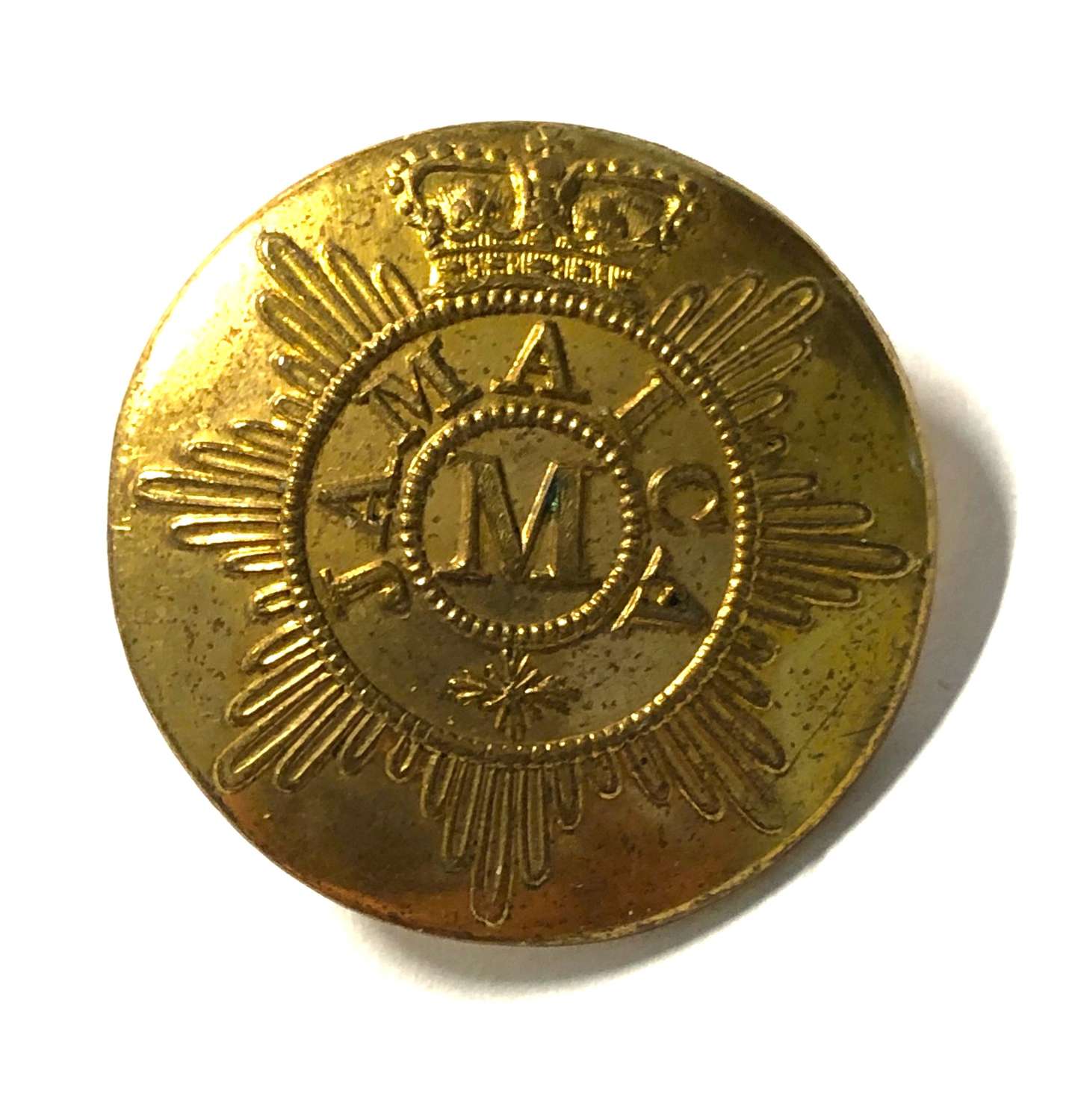 Jamaica Militia Georgian/Victorian open back gilt coatee button