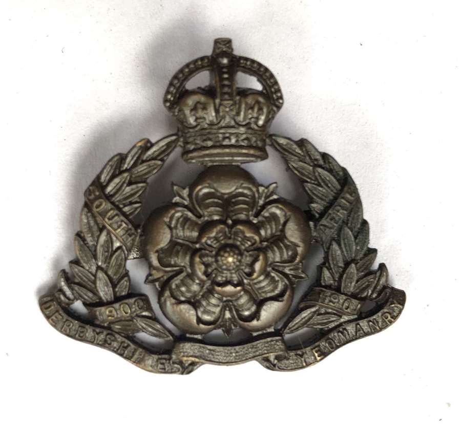 Derbyshire Yeomanry OSD cap badge by JR Gaunt, London