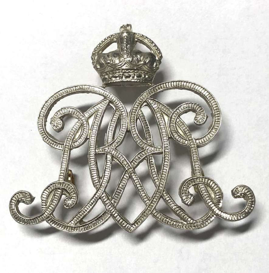 9th Queen's Royal Lancers NCO's white metal arm badge circa 1901-52