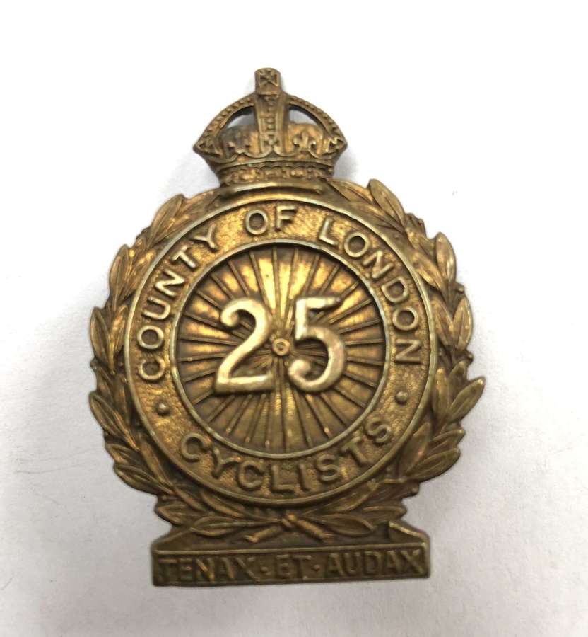 25th County of London (Cyclist) Bn. London Regiment WW1 cap badge