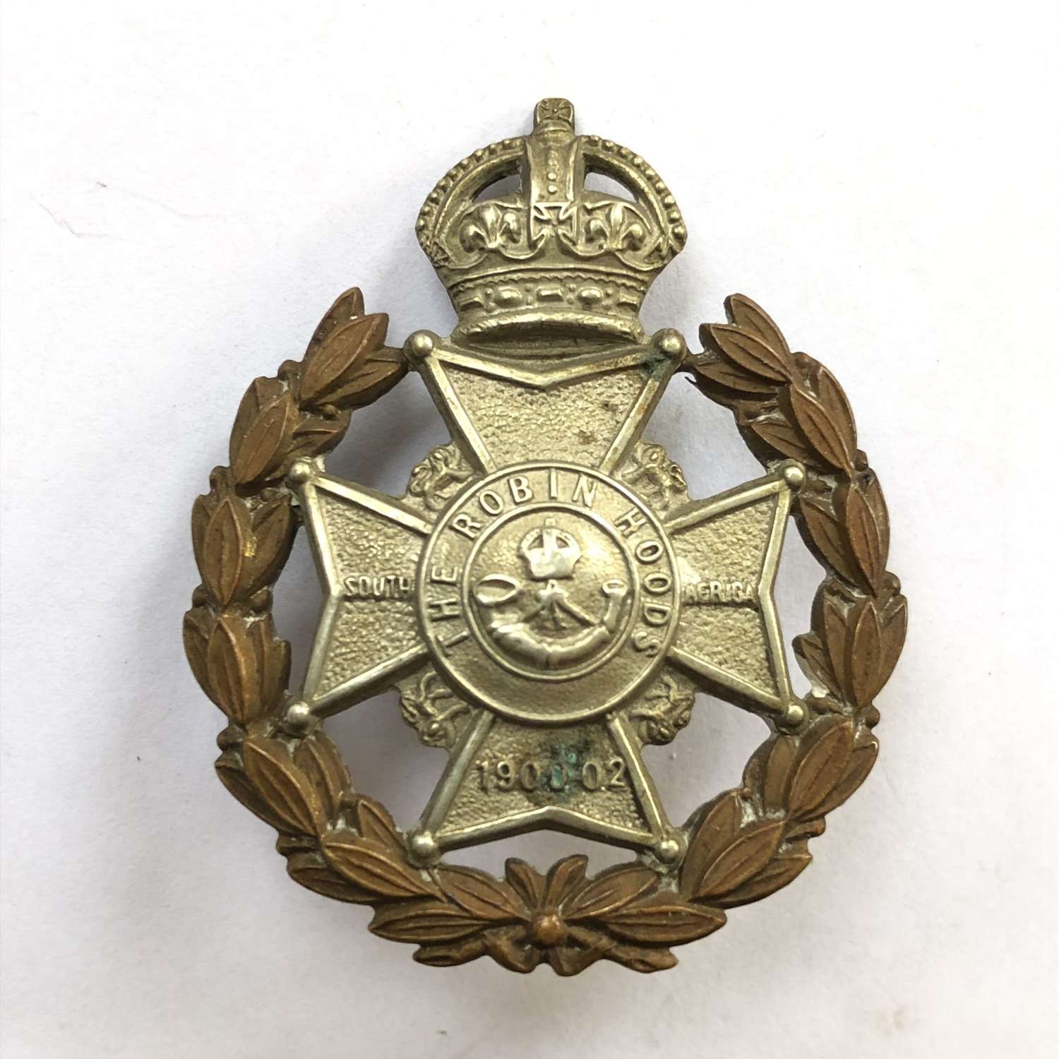 Robin Hood Rifles post 1908Officer's & Warrant Officer's cap badge.