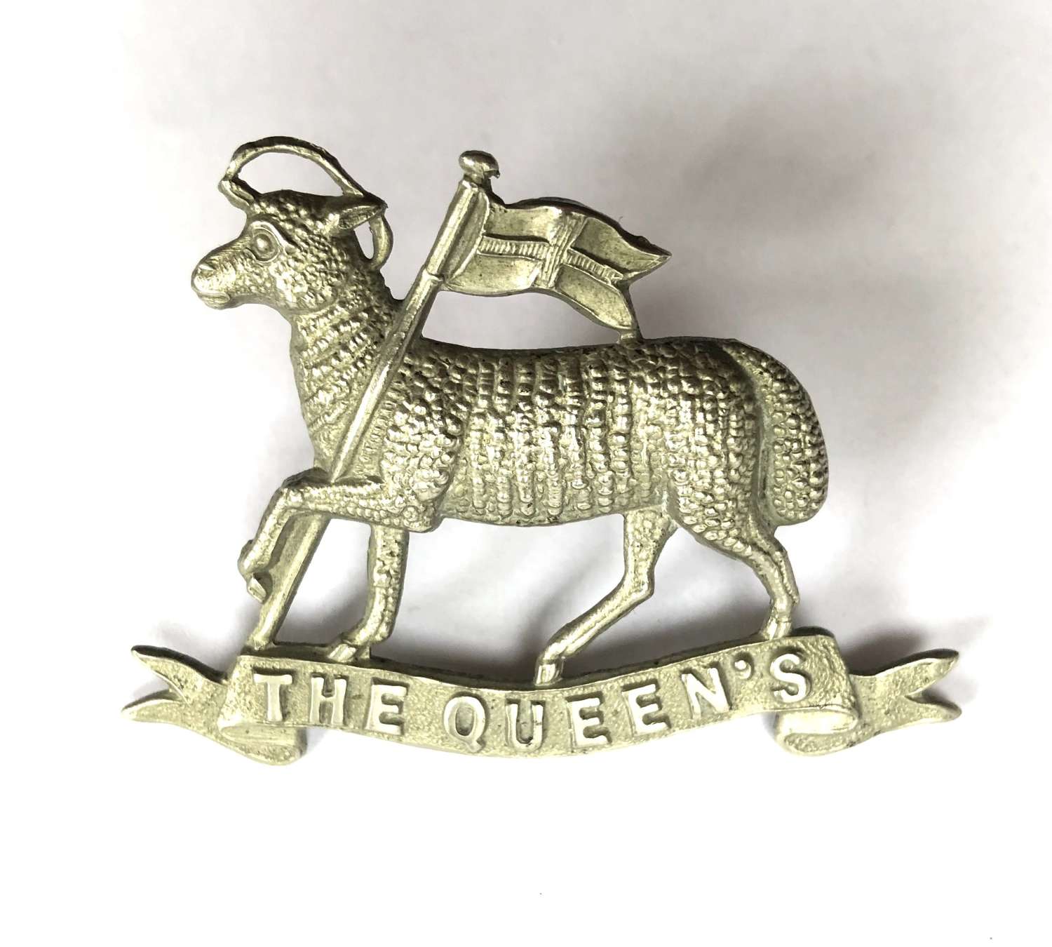The Queen's (Royal West Surrey Regiment) pre1908 white metal cap badge