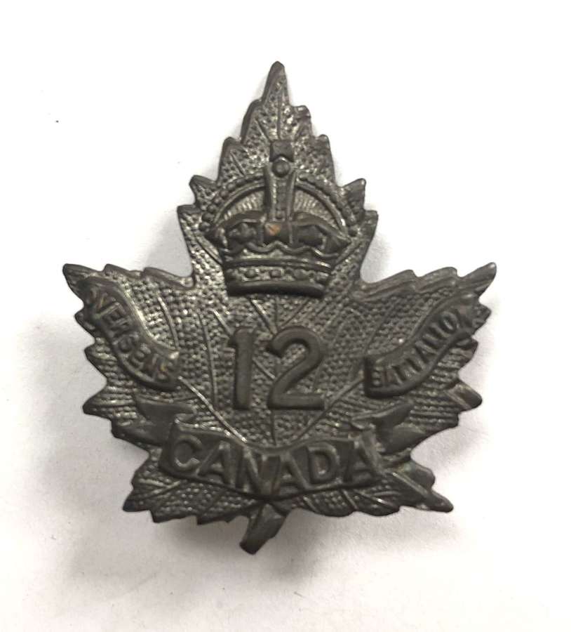 Canada. 12th Battalion CEF WW1 variant cap badge
