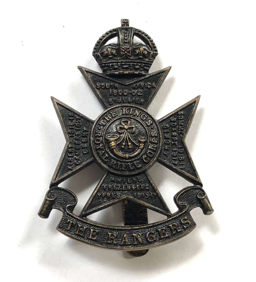 12th Rangers KRRC 3rd pattern post 1937 cap badge