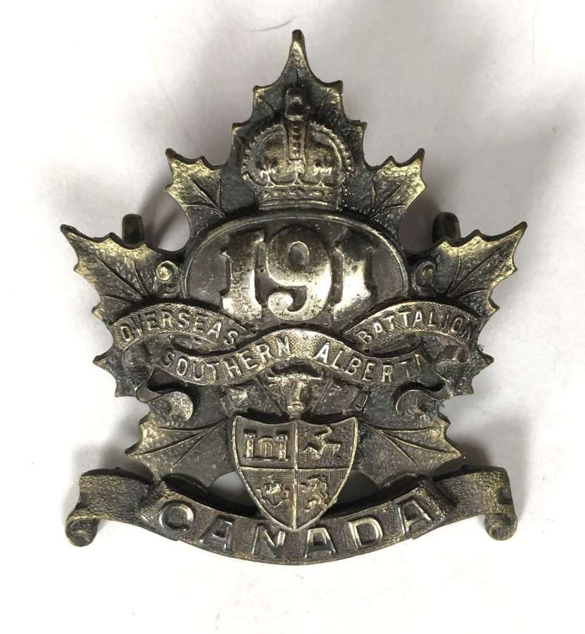 191st Bn (Southern Alberta) CEF WW1 Officer's cap badge by Black