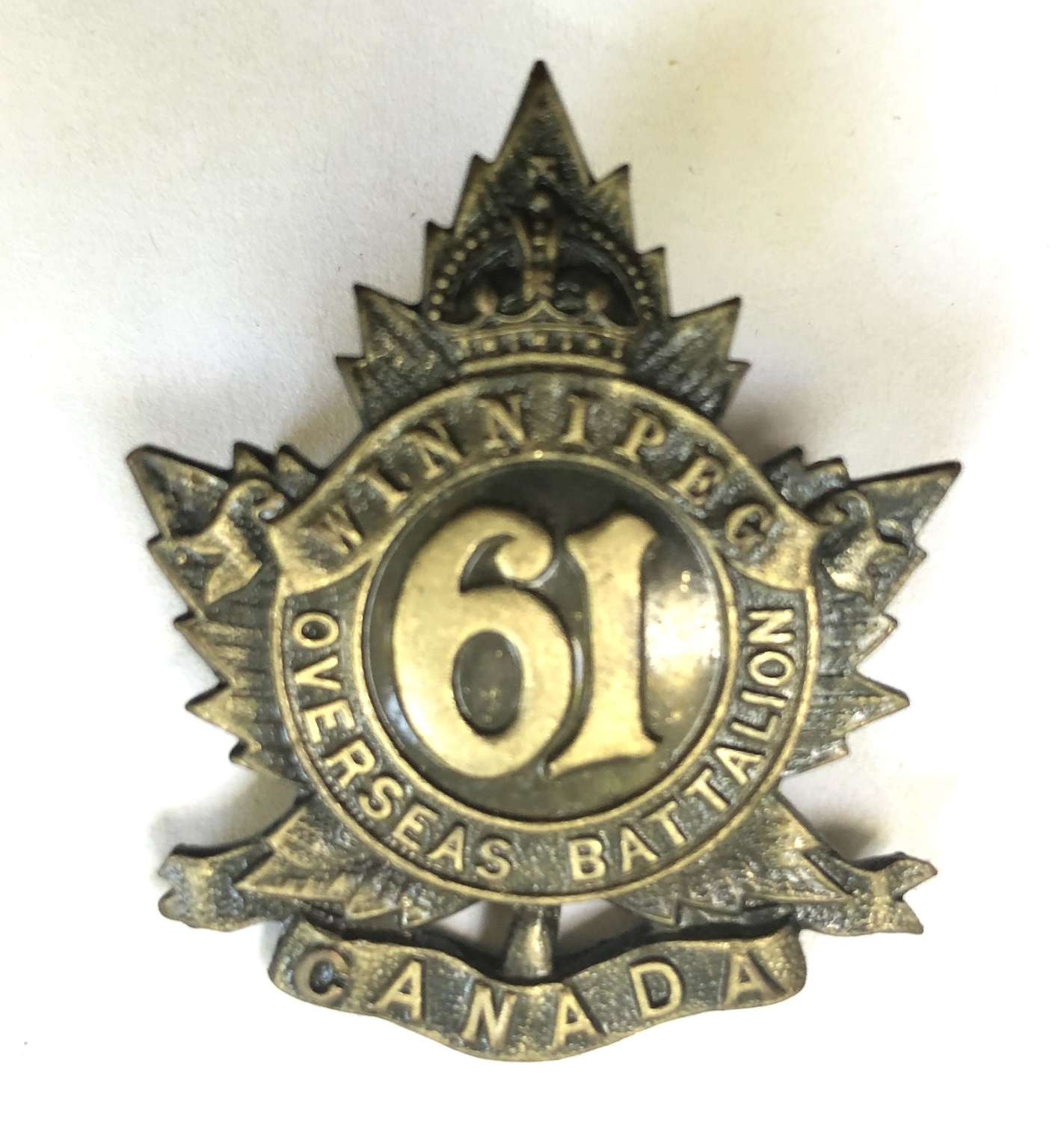 Canada. 61st Battalion (Winnipeg) CEF WW1 cap badge