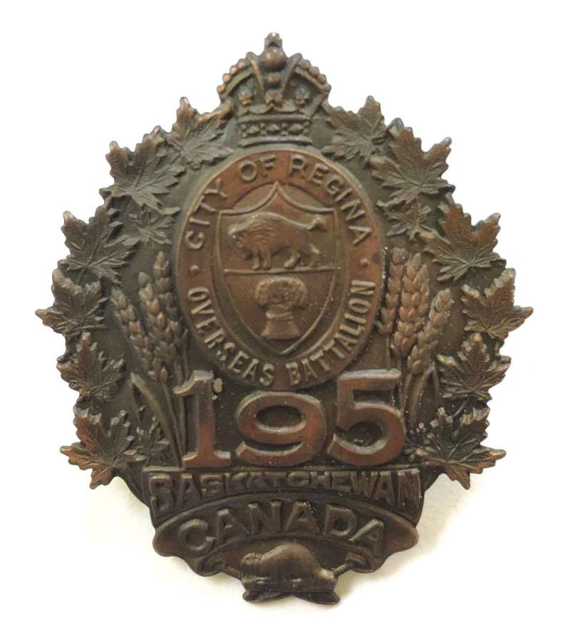 Canada. 195th Bn (Regina) WW1 CEF cap badge by Lees