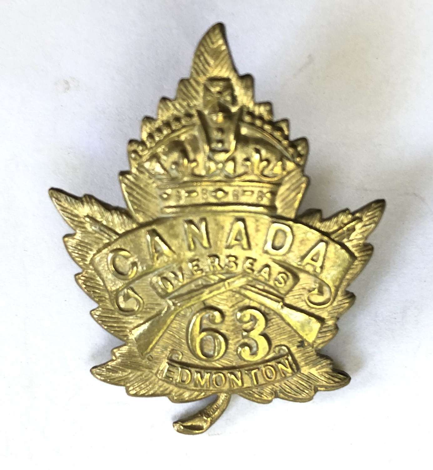 Canada. 63rd Bn (Edmonton, Alberta) WW1 CEF cap badge