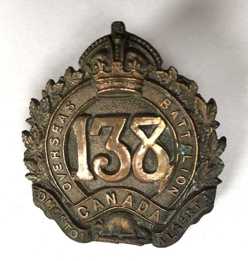 Canada. 138h Bn (Edmonton, Alberta) CEF WW1 cap badge