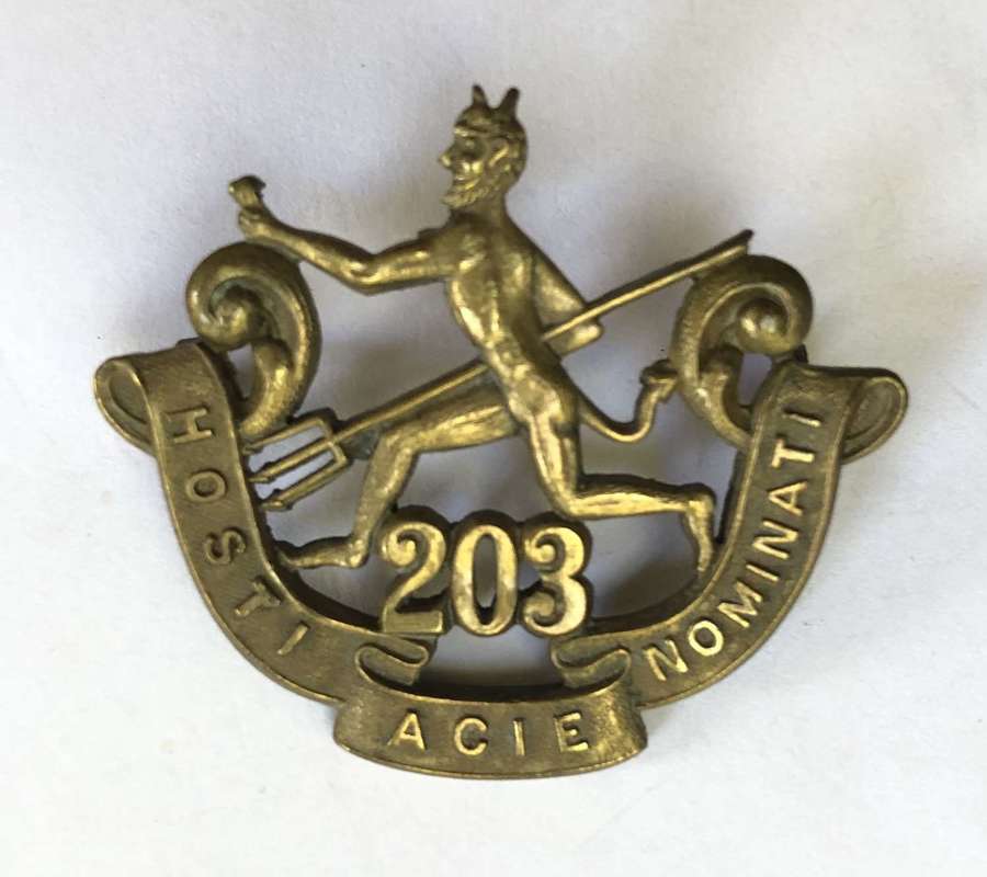 Canada. 203rd Bn (Winnipeg Rifles) CEF WW1 cap badge by Birks 1916