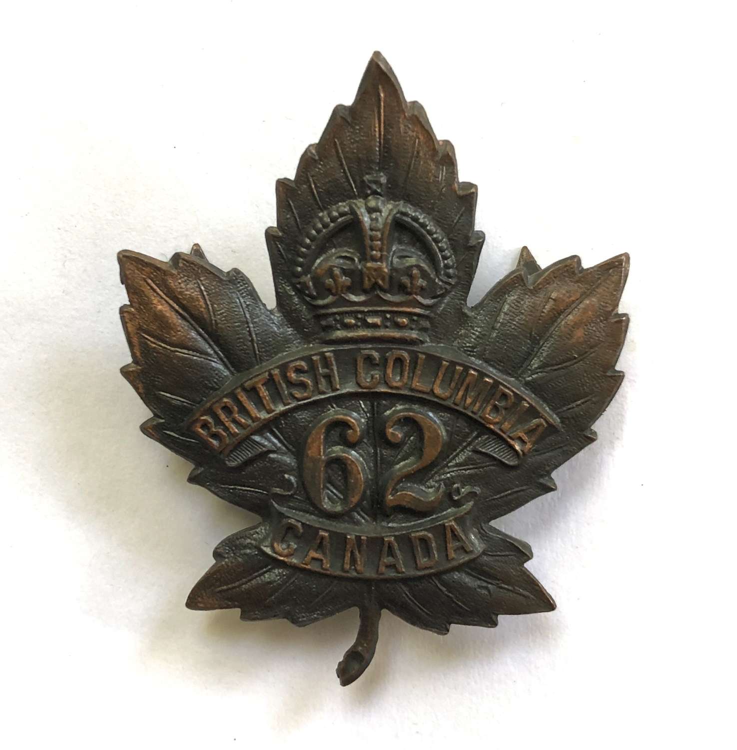 Canada. 62nd Bn (Vancouver) CEF WW1 cap badge by O.B. Allan, Vancouver