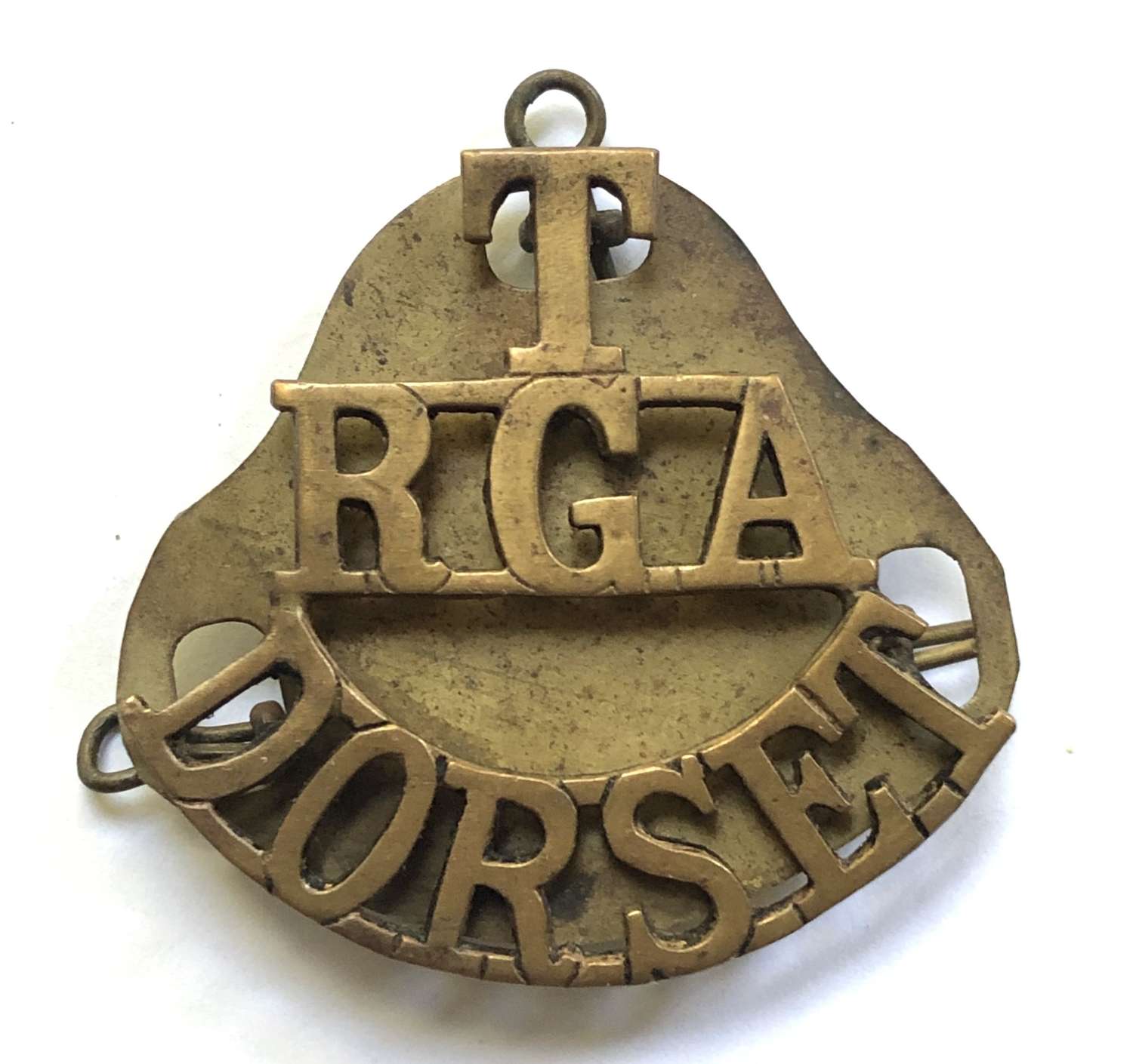 T / RGA / DORSET Royal Garrison Artillery shoulder title c1908-21