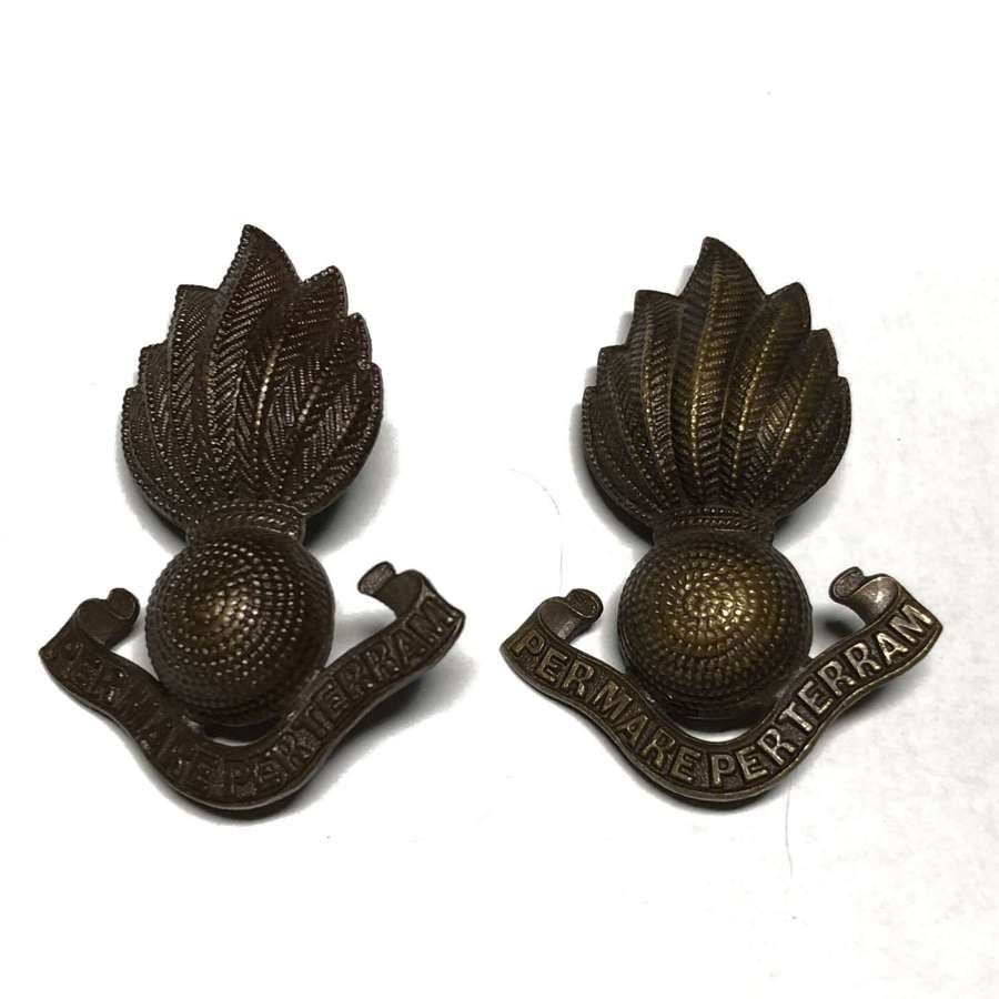 Royal Marine Artillery pair of OSD collar badges circa 1902-22