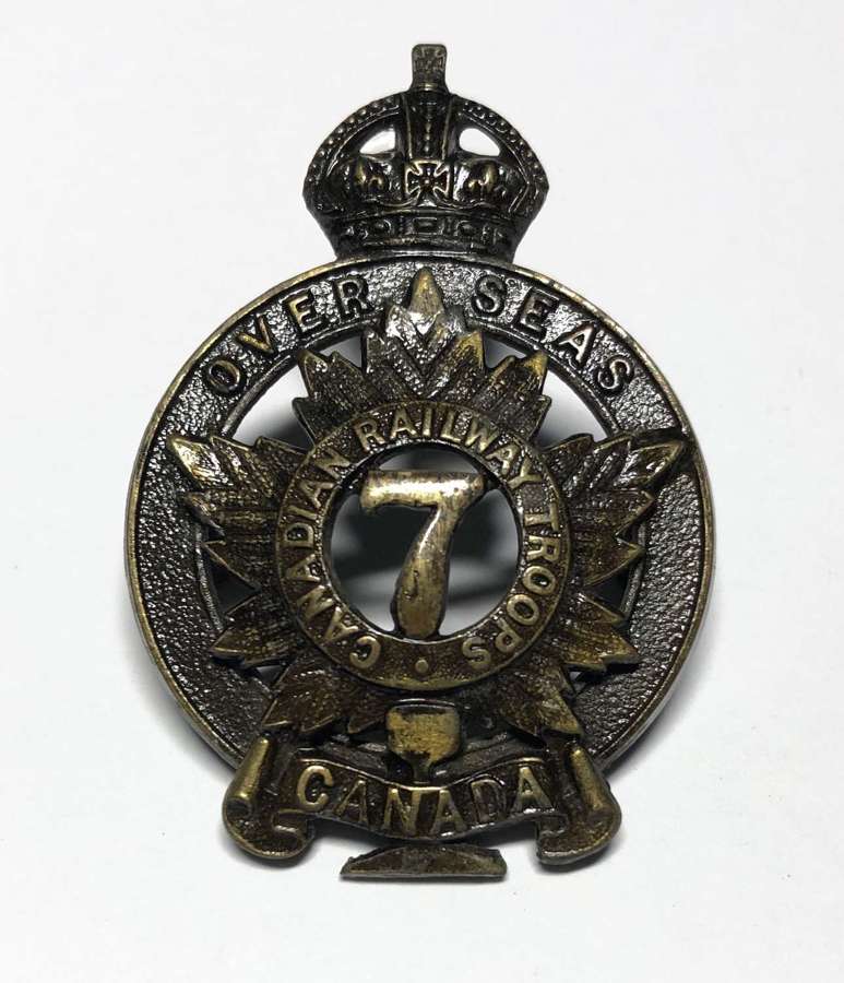 Canadian 7th Railway Troops CEF WW1 cap badge by Gaunt, London