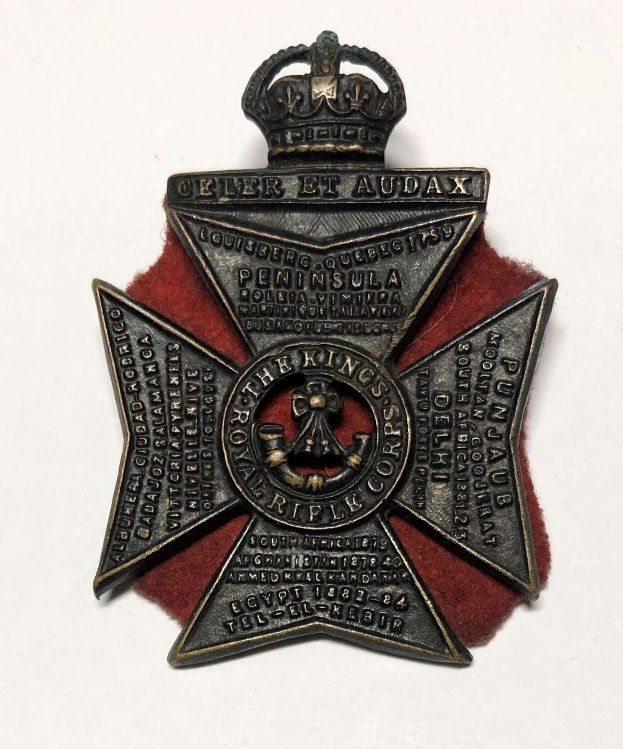 King’s Royal Rifle Corps Edwardian KRRC small cap badge c1902-04