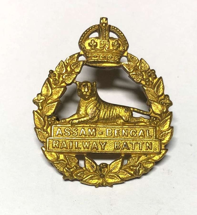 Indian Army. Assam-Bengal Railway Bn AFI Officer's cap badge c1917-47